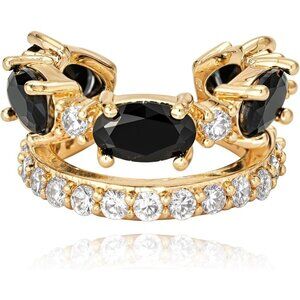14K Gold Plated Jewelry Zircon Diamond Turquoise Cuffs Non Piercing Earrings